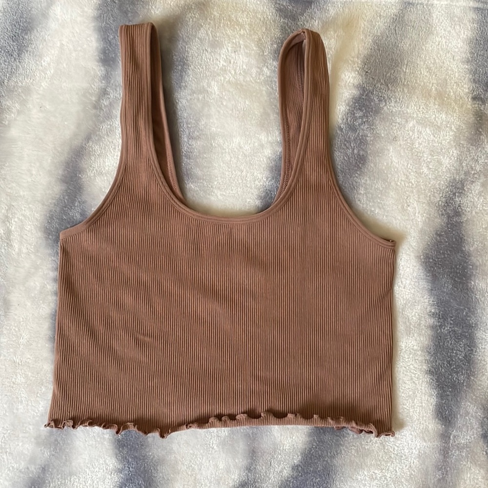 Light brown cropped tank top